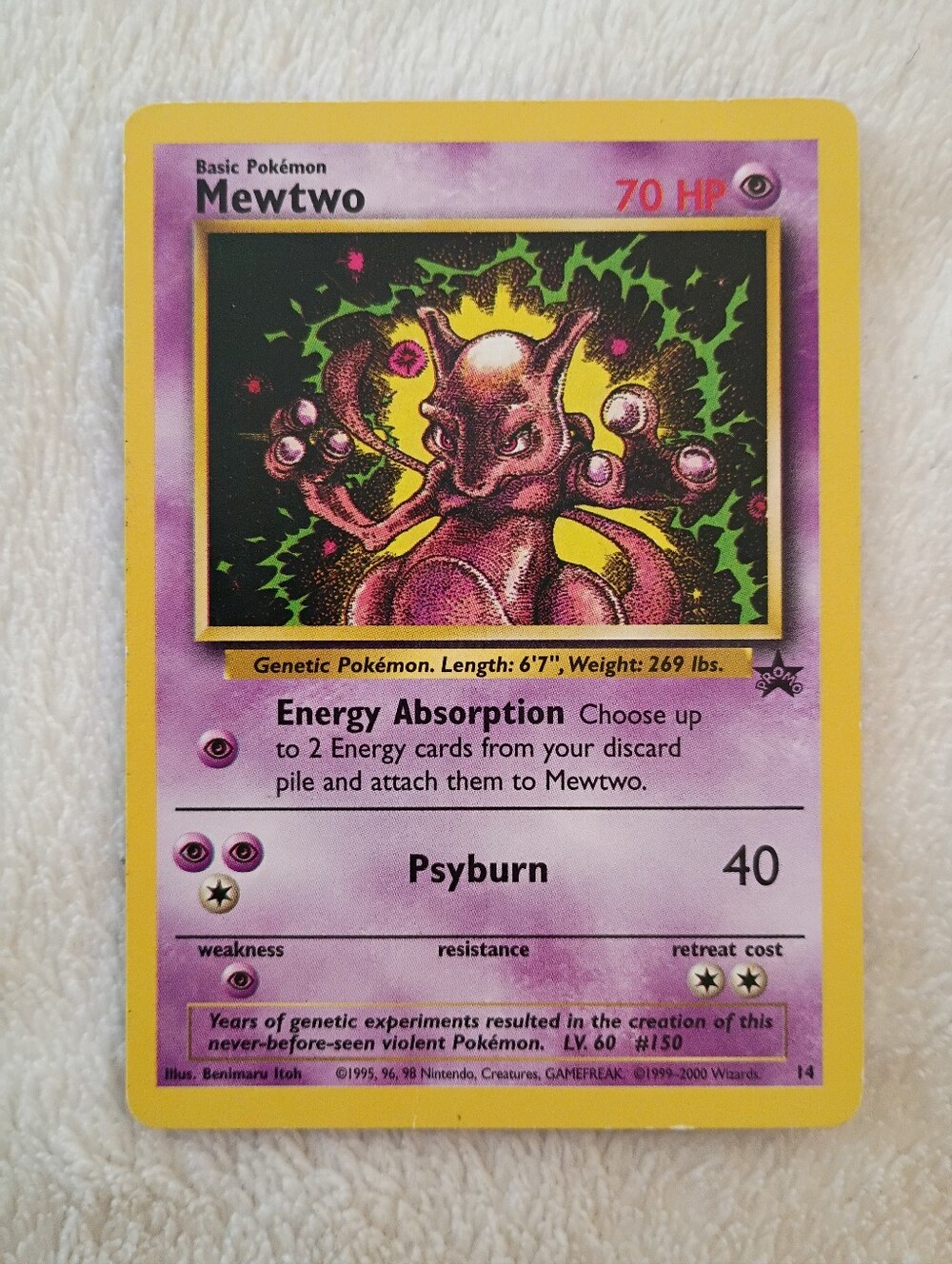 Mewtwo Pokemon 1999 Promo Card 14 Black Star #14